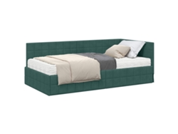 Maison Exclusive - Estructura De Cama Esquina Con Colchón 2 Pcs Verde Terciopelo