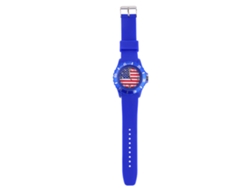 Reloj Analógico De Cuarzo Con Correa De Silicona Y Esfera Con La Bandera Estadounidense.