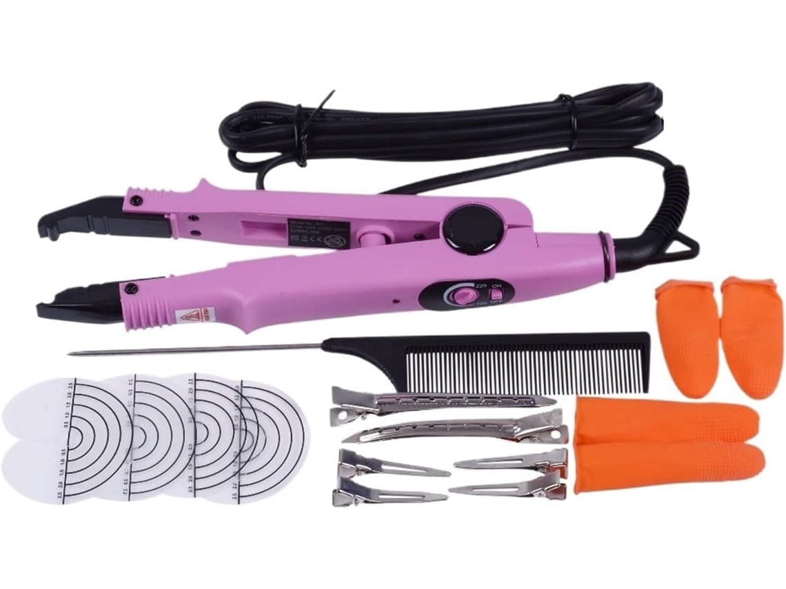 Juego De Herramientas De Planchado Para Extensiones De Cabello, Con Queratina Preadherida Y Temperatura Ajustable.