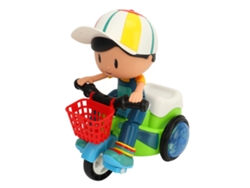 Brinquedo Triciclo Elétrico Infantil Com Luzes Giratórias Rodas Omnidirecionais Estuntes De Desenho Animado