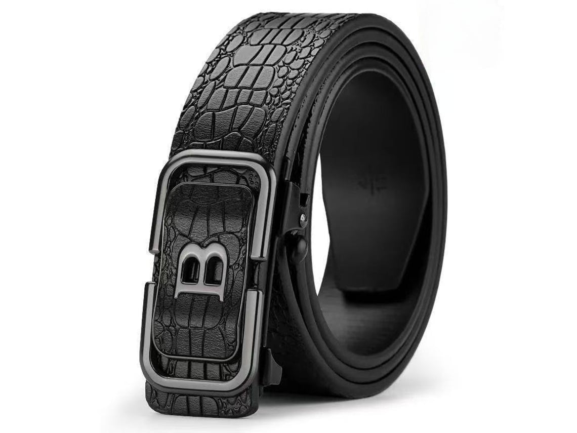 Cinturón de piel sintética para hombre Yuysan, longitud 130 cm, Wy20 - Negro