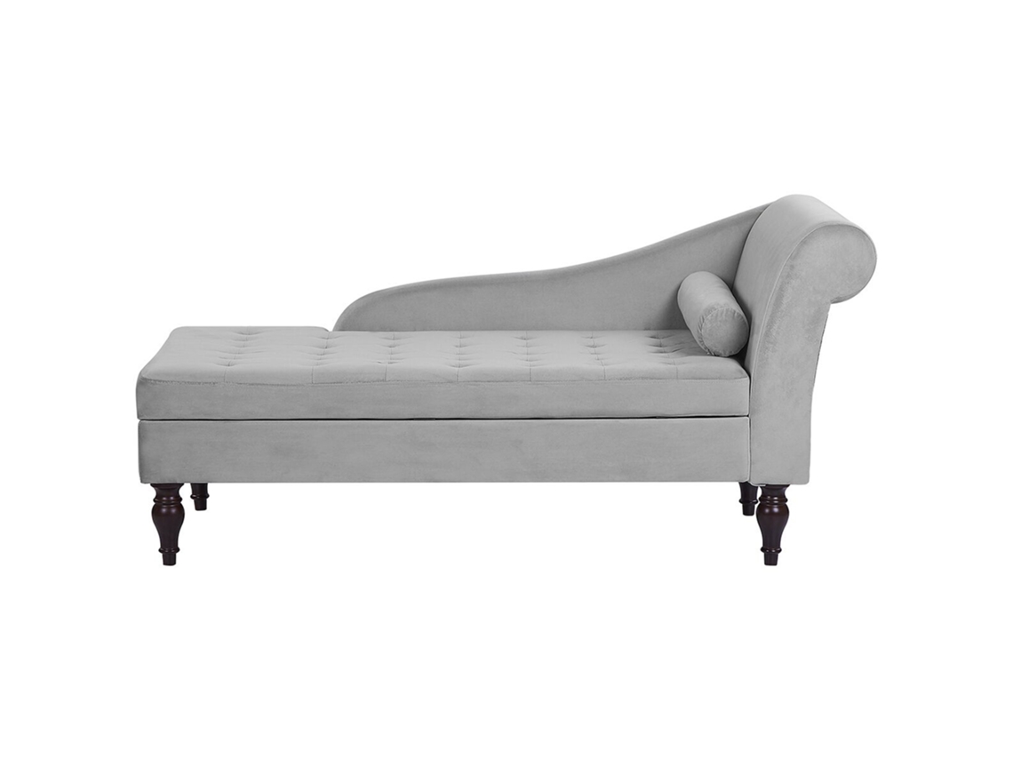 Chaise longue BELIANI Pessac de Terciopelo Gris 145x65x72