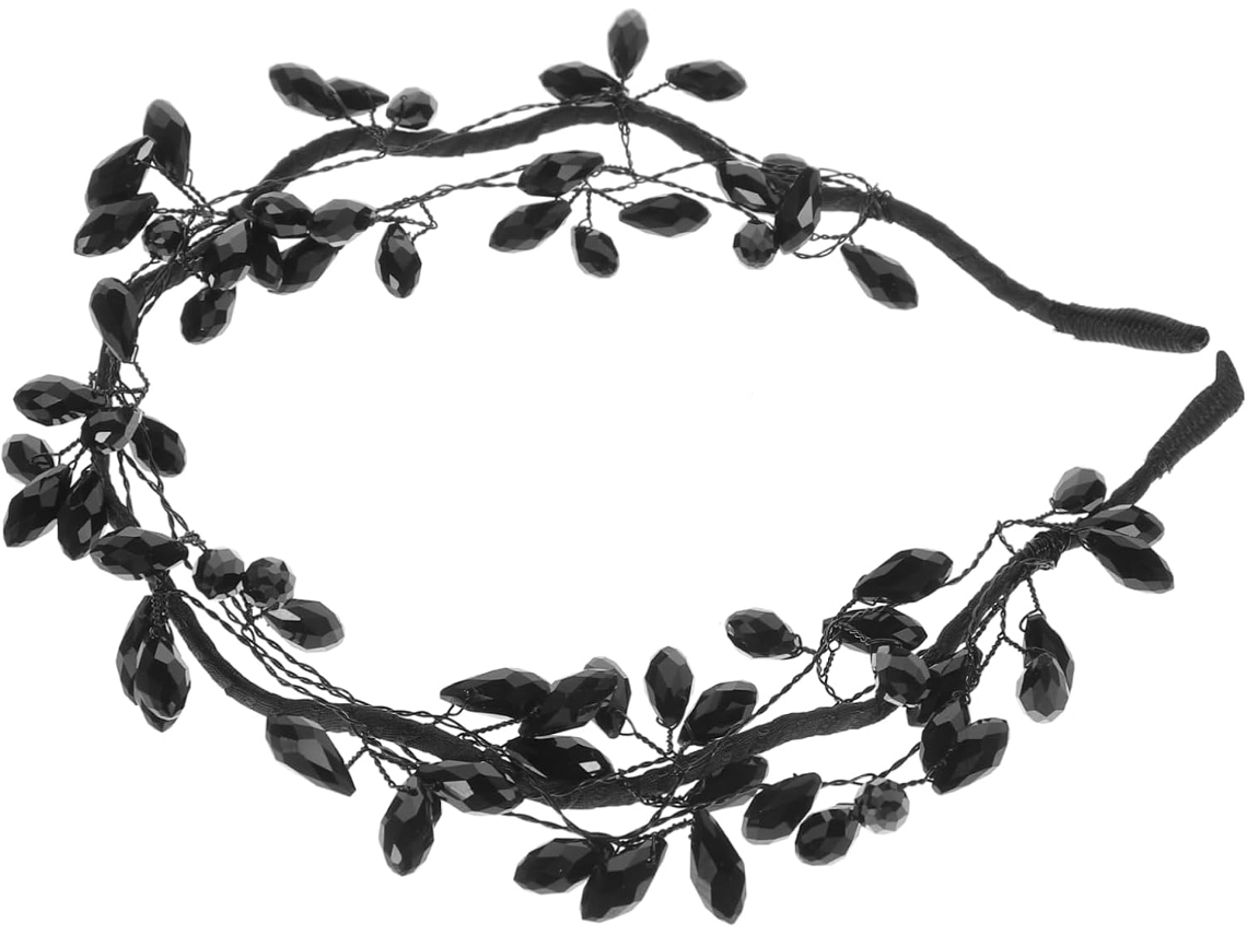 Diadema Fina De Cristal Negro Para Mujer, Accesorio De Moda Ligero Y Elegante, Diadema Para Bodas Y Fiestas.