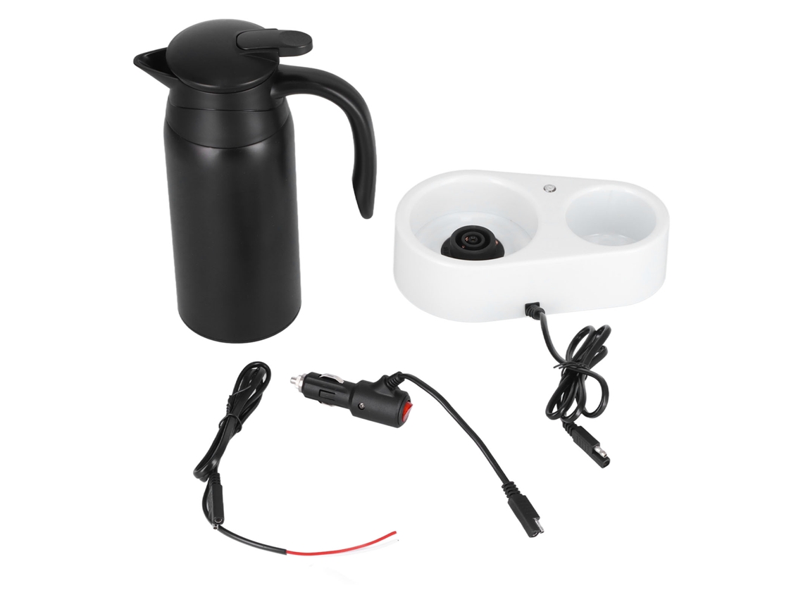 Hervidor eléctrico portátil para coche de 800 ml con base blanca y anillo de sellado de silicona para viajes