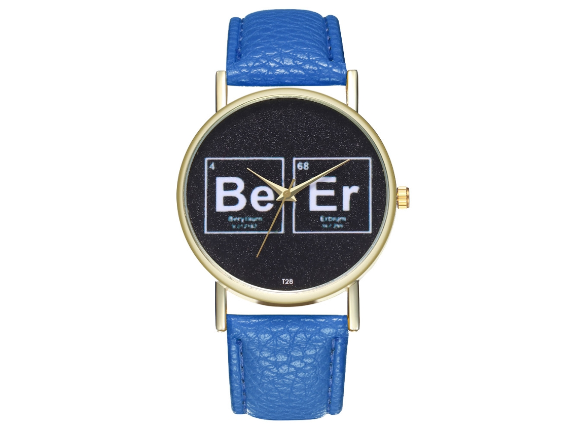 Reloj De Pulsera Unisex De Cuarzo Con Correa De Piel Sintética, Estilo Casual, Azul Marino.
