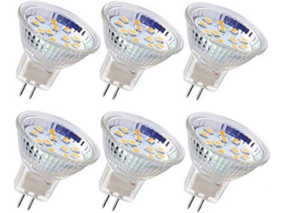 Rebe-6pcs Bombillas Led Mr11 Gu4 Foco 3w 18leds Equivalente Halógeno 20w No Regulable 12v Ac/dc (blanco Frío)