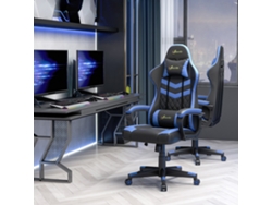 Silla gaming, silla de oficina ergonómica con altura, inclinación y reposacabezas ajustables, 61x70x121 (129 cm), azul, KAKFOUR
