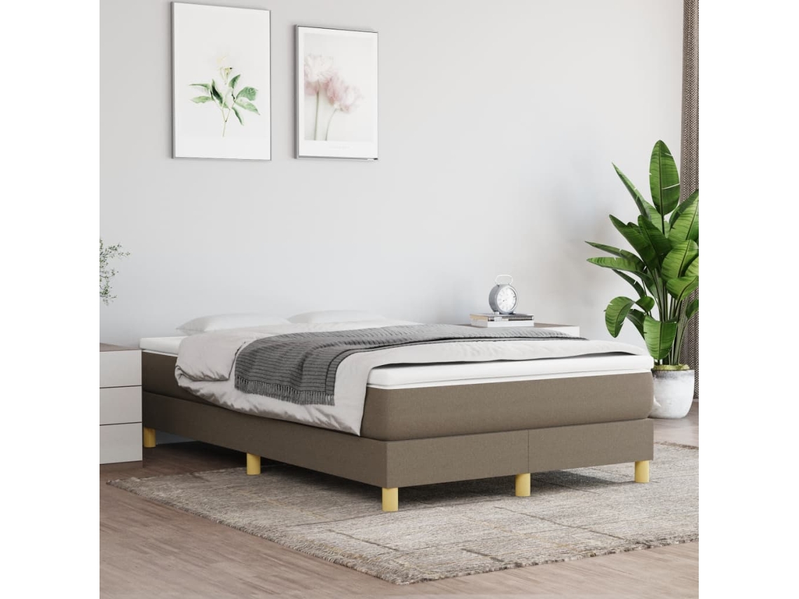 Estructura De Cama Sin Colchón Tela Gris Taupe 120x200 Cm