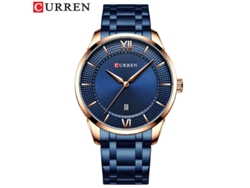 Reloj de cuarzo resistente al agua con calendario y brazalete de acero inoxidable. Reloj de negocios minimalista para hombre. MDUG (azul)