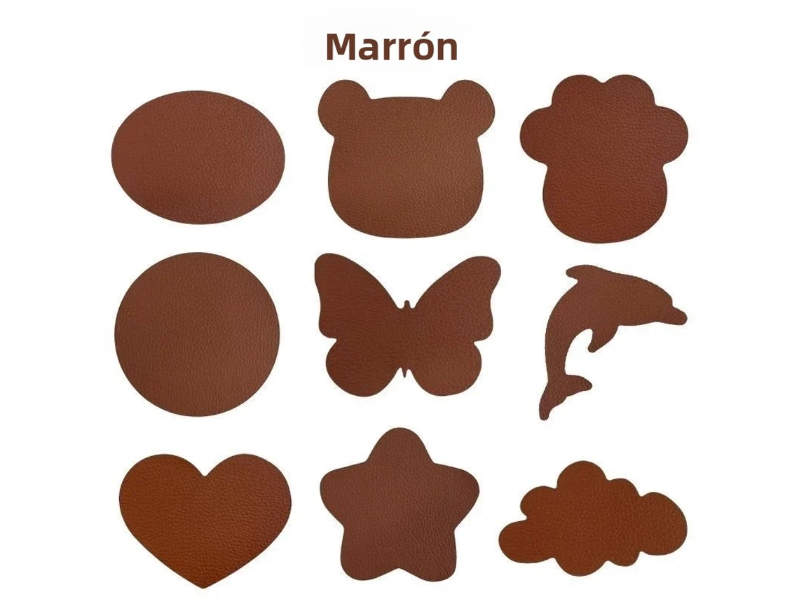 Remendos de Reparo em Couro, Autoadesivos, em Couro Legítimo, para Reparo de Furos em Roupas. MDUG (18 Peças Marrons)