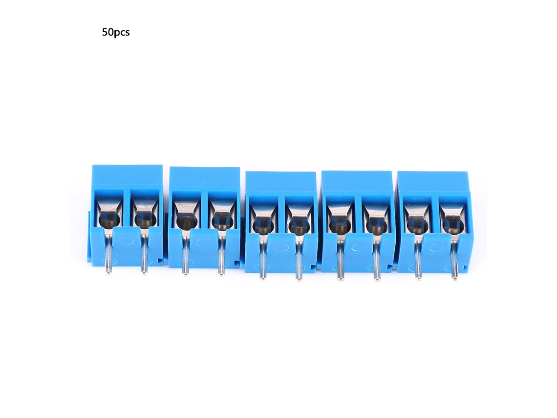 50 piezas de bloque de terminales de tornillo de 2 pines de 5,0 mm para conector eléctrico de placa de circuito
