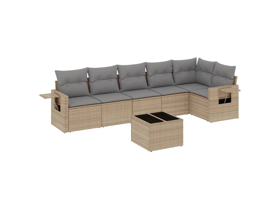 Maison Exclusive - Set Sofás De Jardín 7 Piezas Y Cojines Ratán Sintético Beige