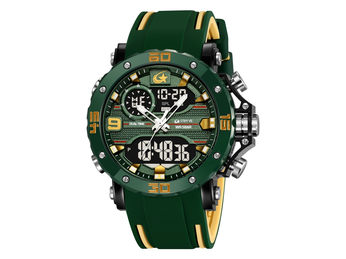 Reloj Deportivo Electrónico Luminoso E Impermeable (verde Militar), Multifuncional, Para Estudiantes.