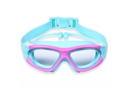 Gafas de natación infantiles con tapones para los oídos, color rojo y rosa.