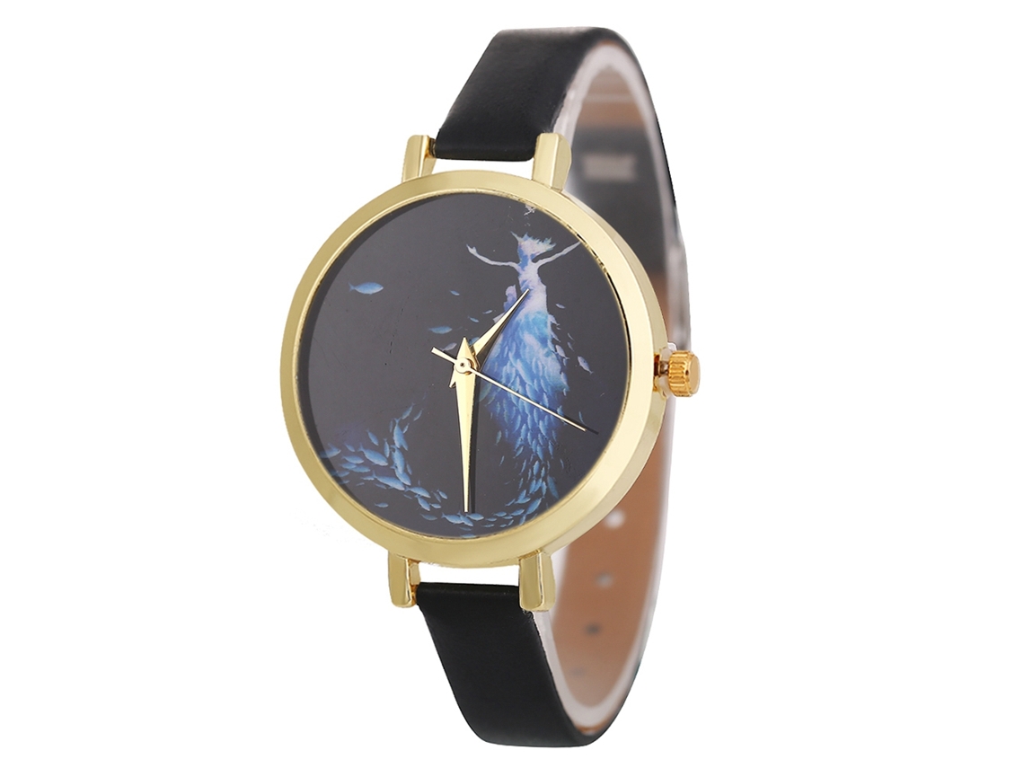Reloj De Pulsera De Cuarzo Sencillo Para Mujer Zhoulianfa Negro Con Correa De Piel Sintética.