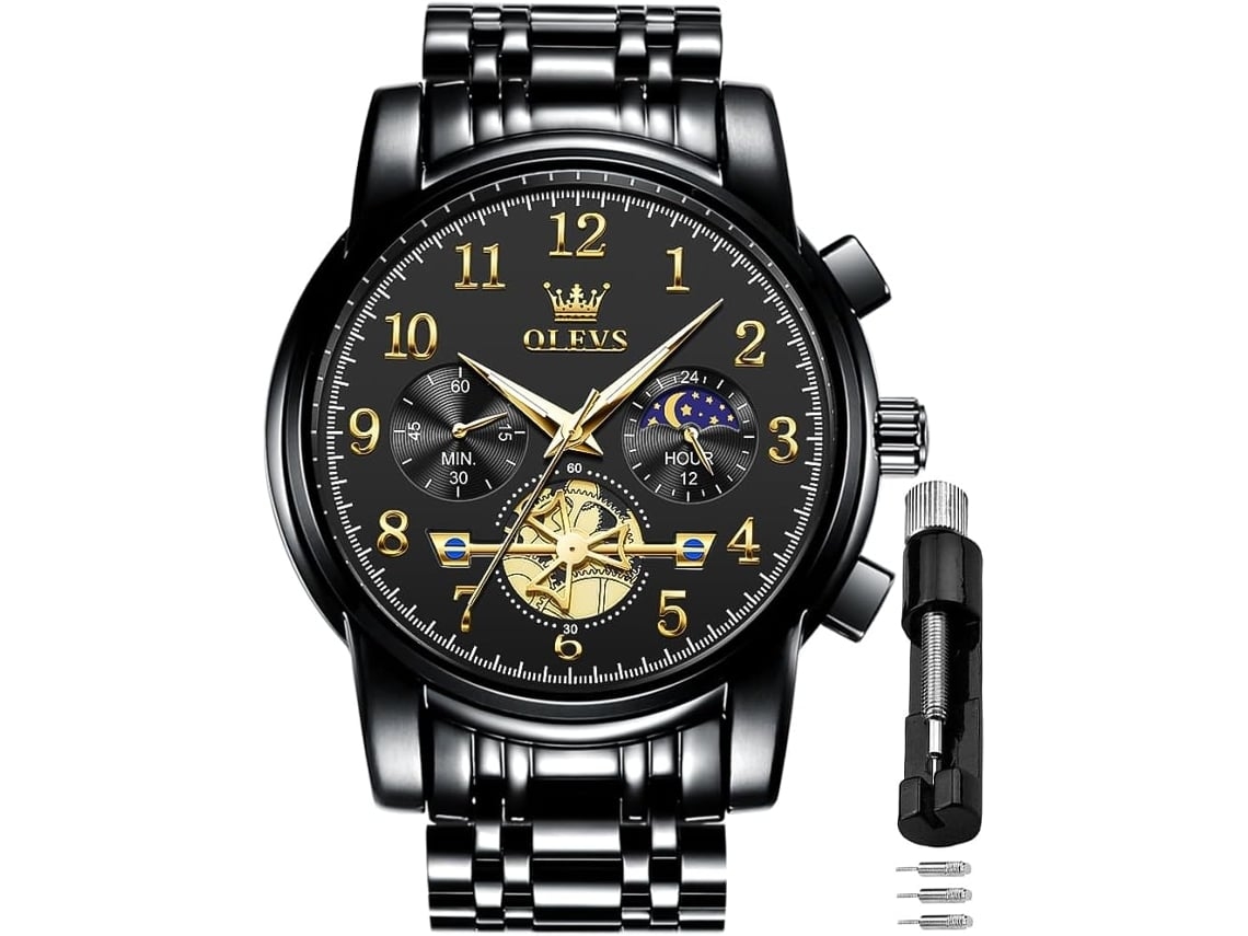 Reloj De Cuarzo Clásico Masculino Reloj Luminoso A Prueba De Agua Con Esfera Grande Negroyuysan