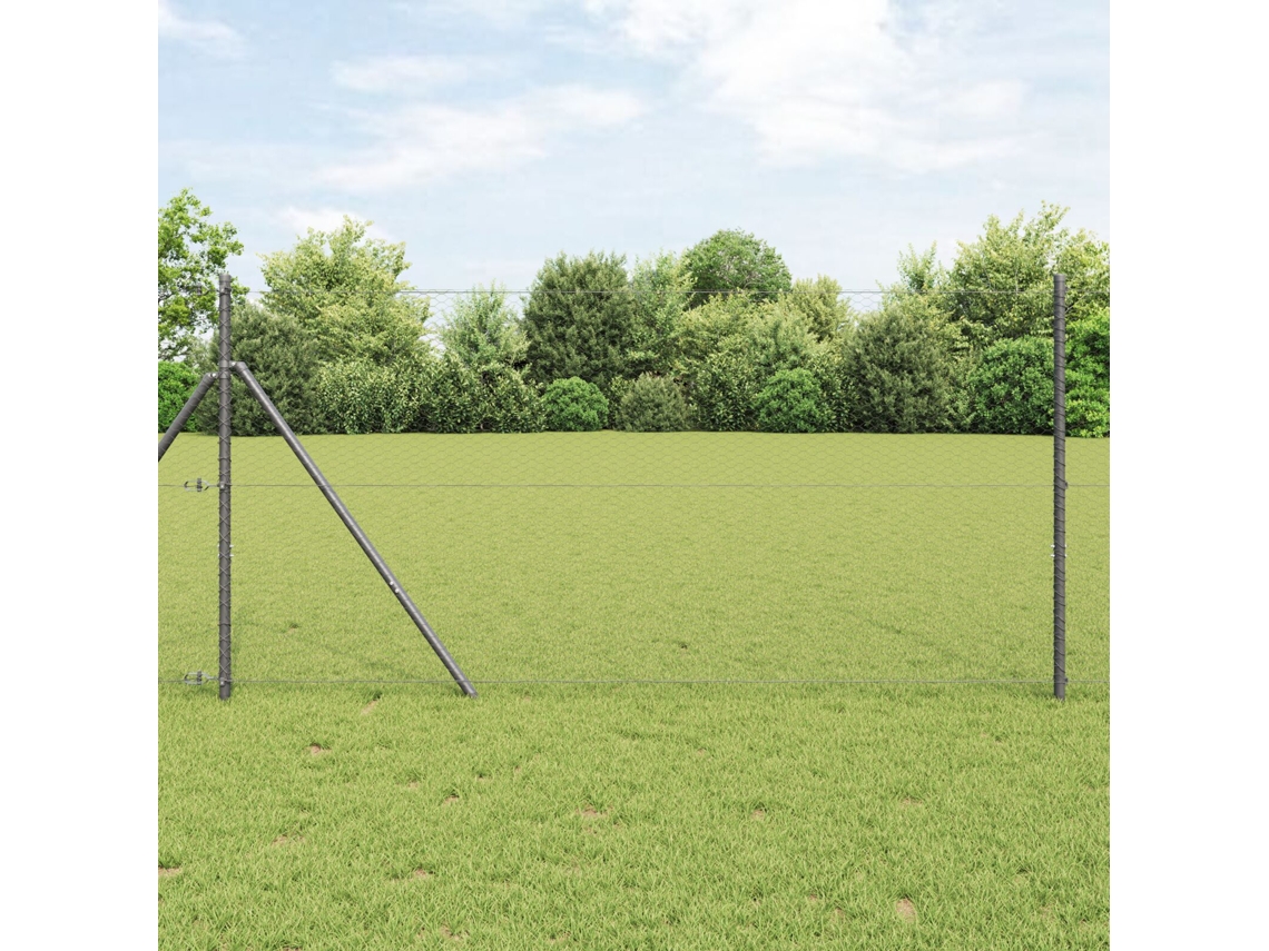 Valla hexagonal gris de acero de 1,2 x 100 m para una casa encantadora