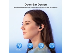 Auriculares inalámbricos Blitzrock Br Ct3 Mini con Bluetooth 5.4, ligeros y cómodos, con ganchos para la oreja, llamadas nítidas y resistencia al agua IPX7.