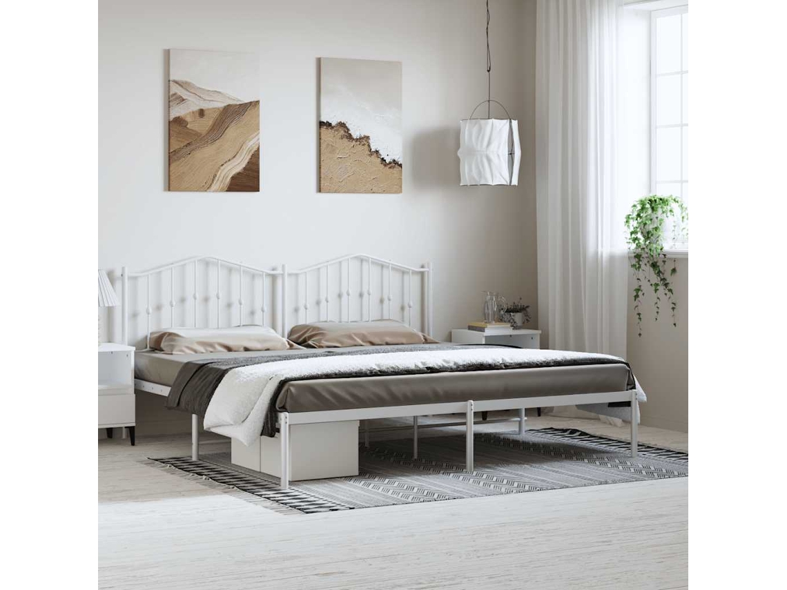 Estructura Cama Sin Colchón Con Cabecero Metal Blanco 193x203cm