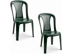 Set De Silla Plasticas, Interior Y Exterior, Apilable, Sin Reposabrazos, Polipropileno, Terraza, Jardín Y Playa. (2x Verde)