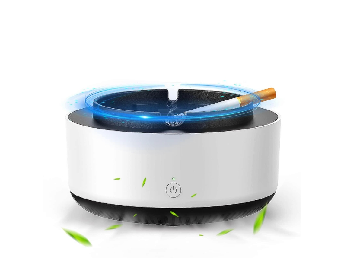 Cenicero purificador de aire 2 en 1, electrónico inteligente, multifuncional, sin humo, con filtro Nostalgia88 (blanco)