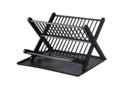 Estantes Para Platos De 2 Niveles Con Tablero De Drenaje, Capacidad Grande, Plegable, Secado De Platos, Cocina, Negro