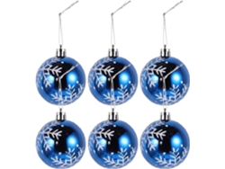 Juego 6 Adornos Navideños Plástico Brillante Decoraciones Colgantes Creativas Árbol Navidad Pared Azul Cm