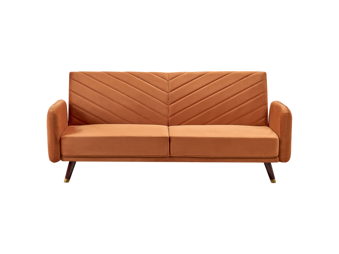 Sofá cama BELIANI Senja de Terciopelo Naranja 200x95x87