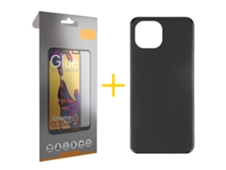 Pack 1 X Película de Vidrio Templado Full + Funda SKYHE por Apple iPhone 16 Silicona Liso Negro 