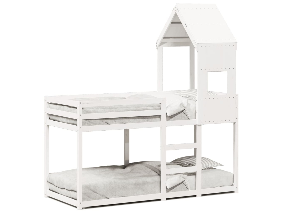 Maison Exclusive - Cama Litera Con Techo Madera Maciza De Pino Blanco 90x190 Cm