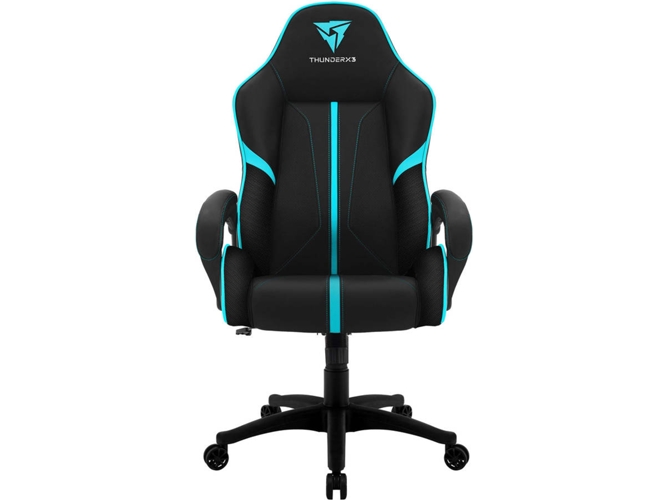 Thunderx3 Bc1 Silla gaming cuero airtech altura regulable azul cyan cian tecnología tech transpirable reposabrazos acolchados generica para videojuegos universal asi negro y