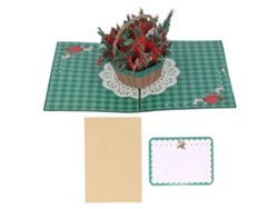 Tarjetas navideñas 3D con cesta de flores y sobre