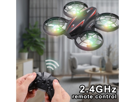 Mini dron anti-caída y anticolisión con luz fría (Duración de la batería: 6 min - Negro)