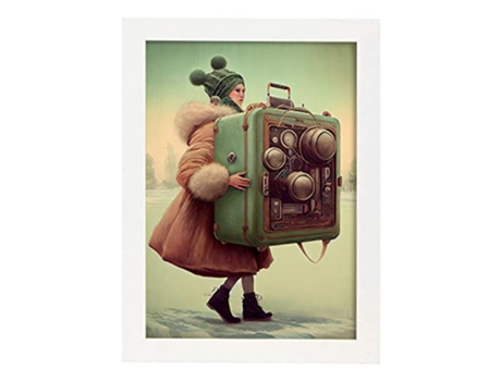 NACNIC Poster Maleta De Invierno En Estilo Surrealismo Cinematográfico Ilustraciones Y Grabados De Historieta Abstracta Y Artística A4 Marcos Blanc...