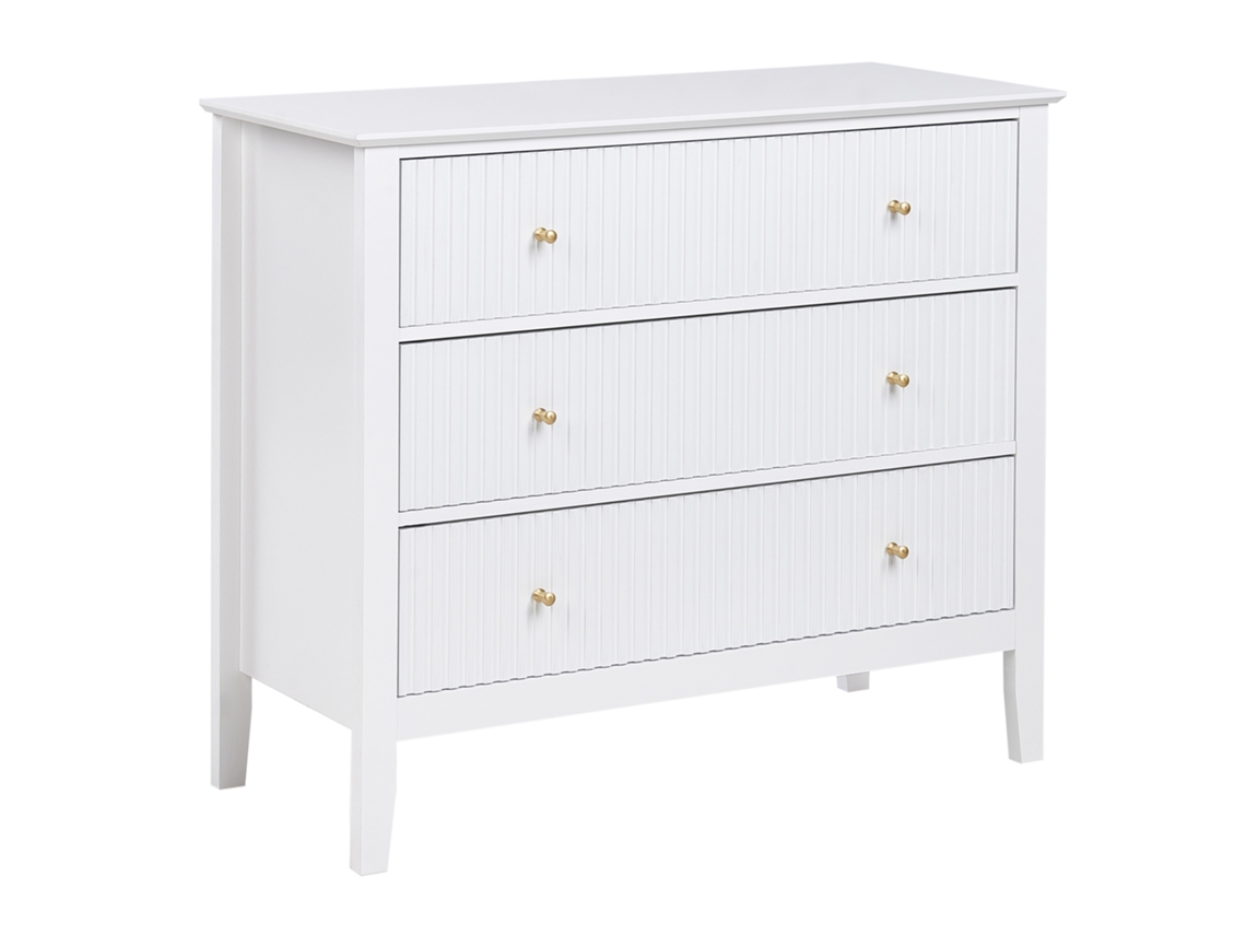 Cómoda Elegante BELIANI Assisi de 3 Cajones de Mdf Blanco 90X40X80