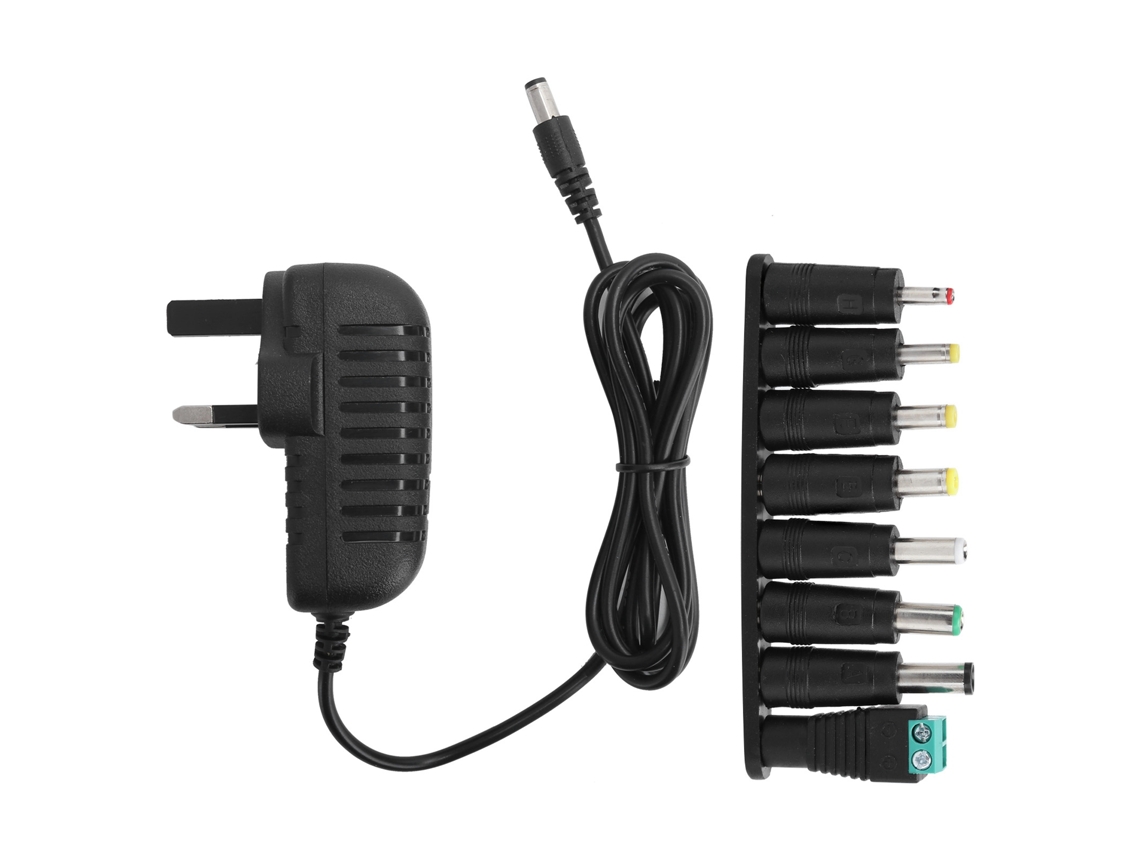 Adaptador De Corriente De 12 V Y 2 A Para Tiras Led Con 8 Enchufes De Conversión Cc, Enchufe Británico.