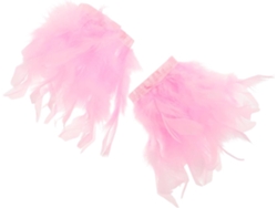 Puños Decorativos Desmontables De Organza Rosa Con Plumas - 1 Par De Puños Delanteros