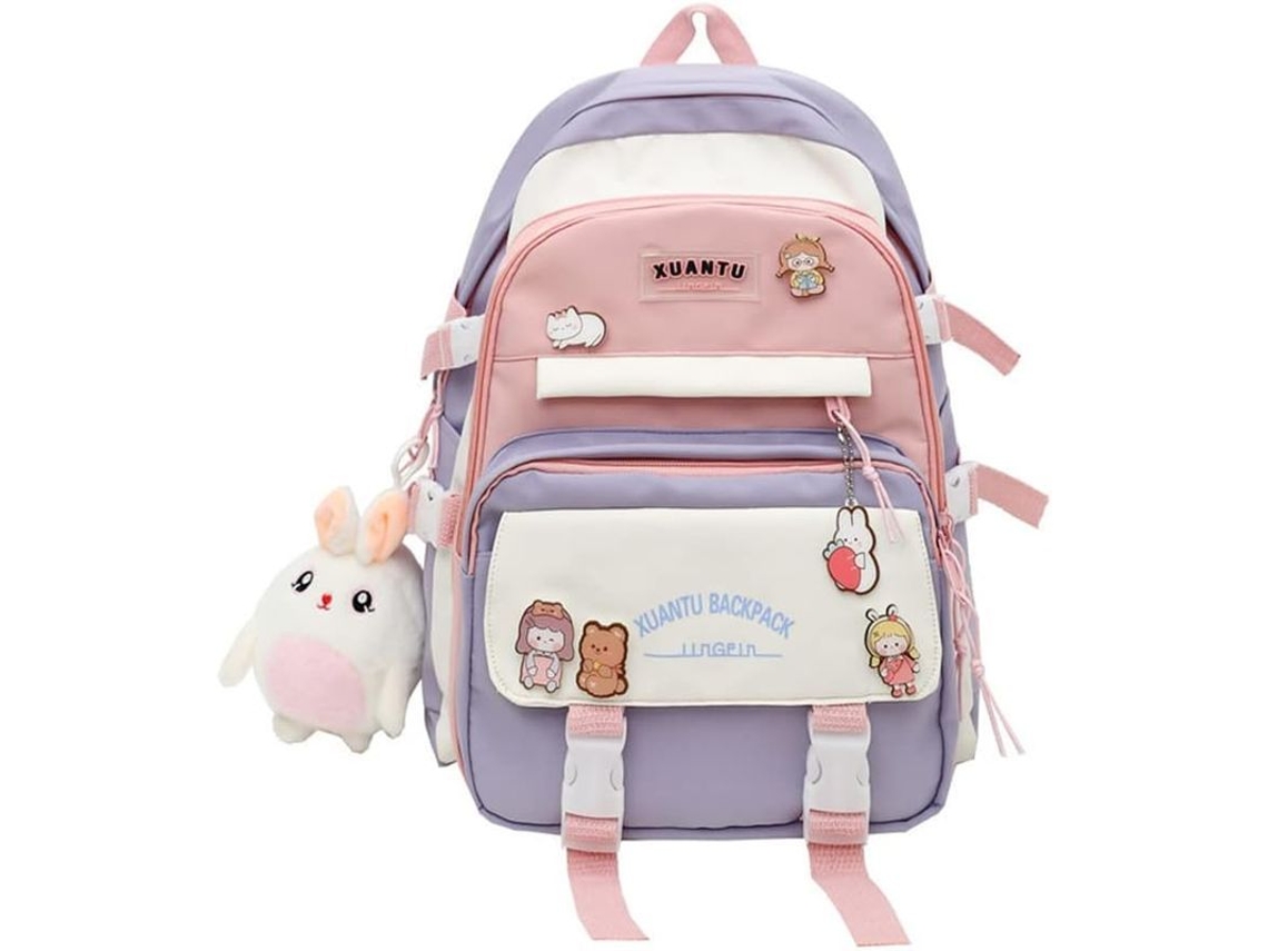 2026-mochila Escolar Linjou Para Niñas Kawaii, Mochila Casual Con Diseño Lindo Y Resistente Al Agua (morado)