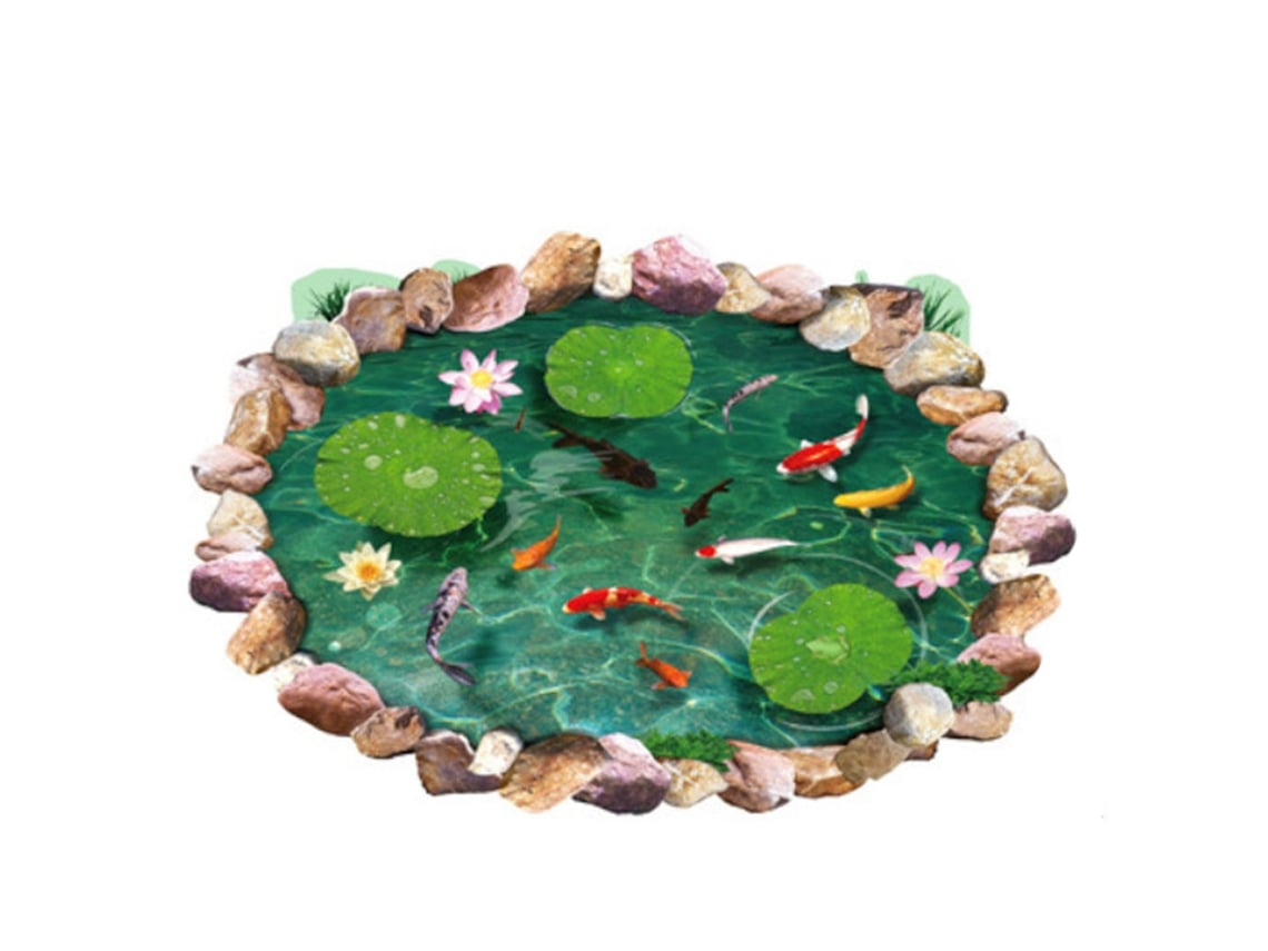 Adhesivos de pared 3D estéreo de Baok con loto y estanque de peces para decoración residencial y comercial Ay9260