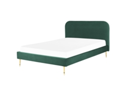 Cama con somier BELIANI Flayat de Terciopelo Verde 173x215x109