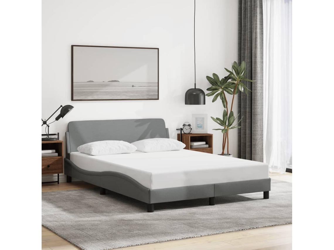 Estructura De Cama Sin Colchón Tela Gris Claro 120x200 Cm