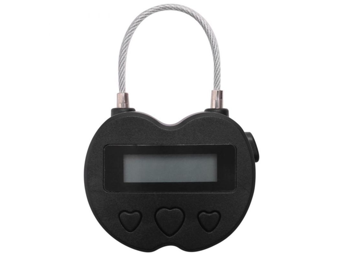 Candado Temporizador Inteligente Lcd Recargable Usb 99h59m 30g Abs Viaje Seguridad Negro