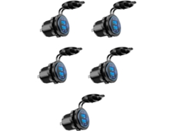 Cargador De Coche 5x Charge 3.0 Con Doble Puerto Usb, 12 V, 36 W E Interruptor Azul.