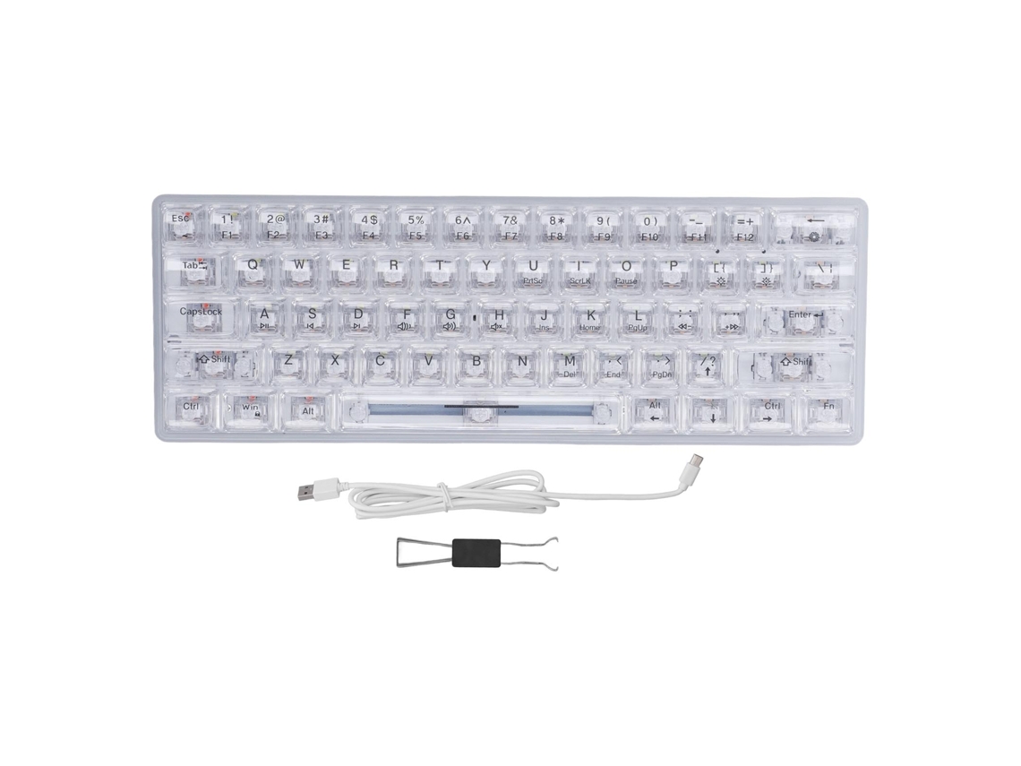 Teclado Mecánico Con Cable Transparente, 61 Teclas, Conexión En Caliente Y 19 Efectos De Iluminación Para Juegos Y Uso De Oficina.