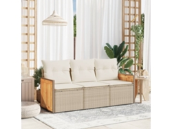 Conjunto de 3 sofás de jardín con cojines de mimbre beige de DKD Home Decor