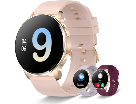 VEANXIN Reloj Inteligente 1.32 en HD Pantalla táctil Completa Rastreador de Ejercicios a Prueba de Agua-Silicona Dorada-3
