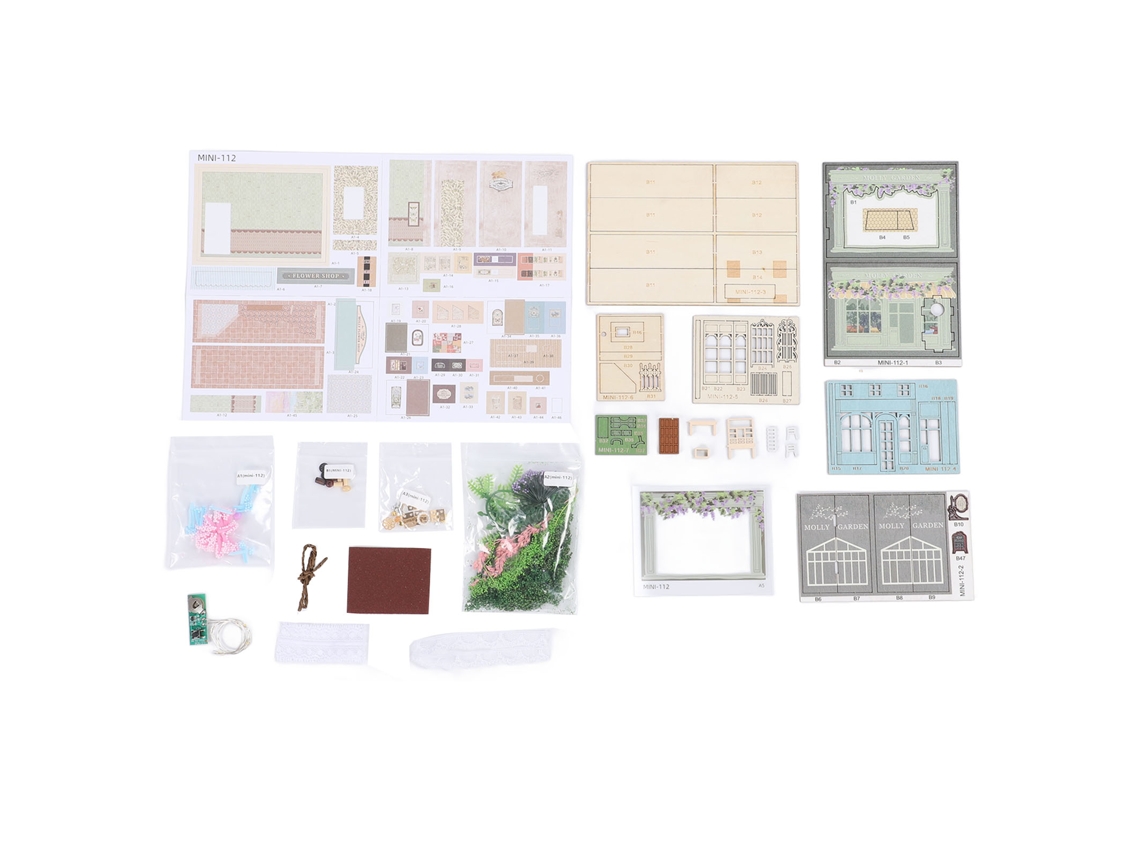 Kit de casita miniatura para armar con luces de cinta, se abre y se cierra, casita de jardín pequeña para decoración navideña, regalo de cumpleaños