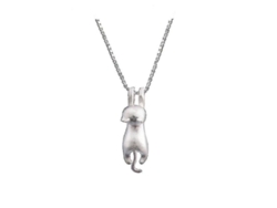 2026-cadena De Plata 925 Con Colgante De Gato Bonito Collar Para Amantes De Los Gatos Longitud Ajustable 40+5cm