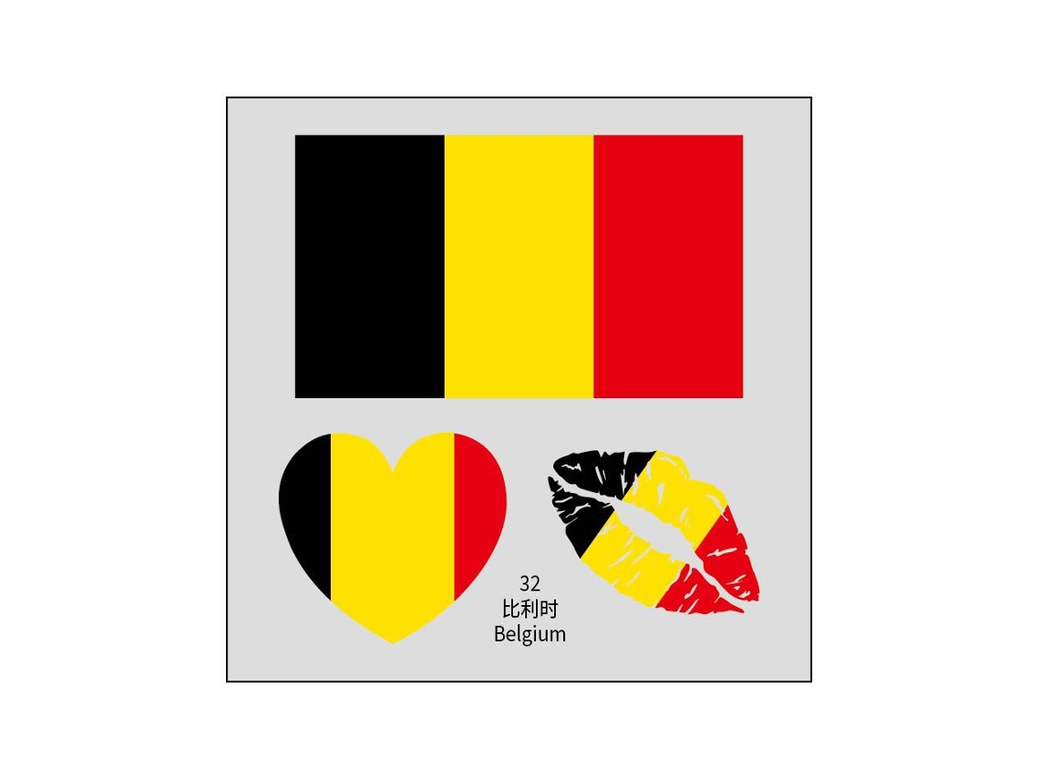 (bélgica) 50 Tatuajes Temporales De La Bandera Nacional, Pegatinas Faciales Transferibles Al Agua.