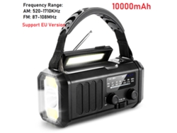 Radio de emergencia portátil Viewleaf de 12000 mAh con manivela solar, FM/AM, linterna LED, luz de lectura, alarma SOS, ideal para exteriores.